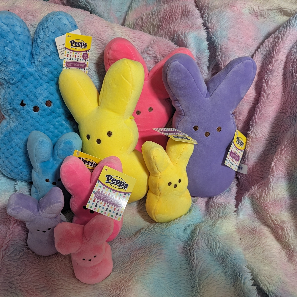 Peeps Plush Bunny Set - Yellow, Pink, Blue, Purple